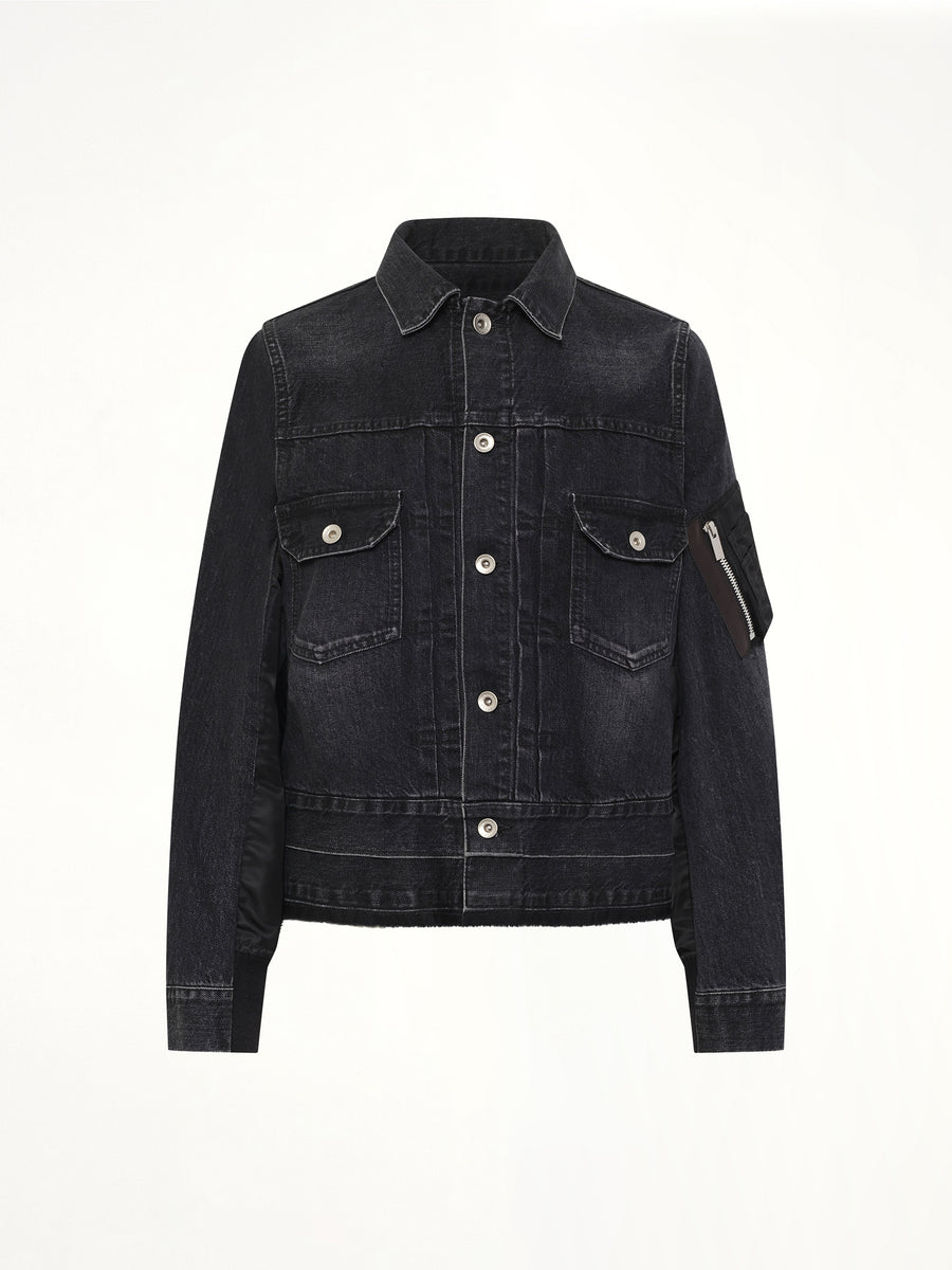 Denim x Nylon Twill Jacket in Black