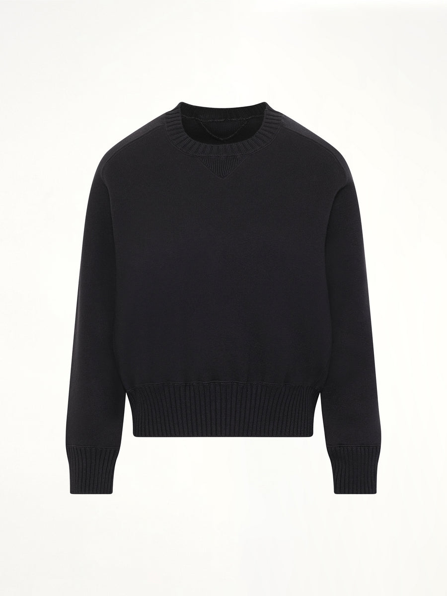 Cotton Cashmere Knit Pullover in Black