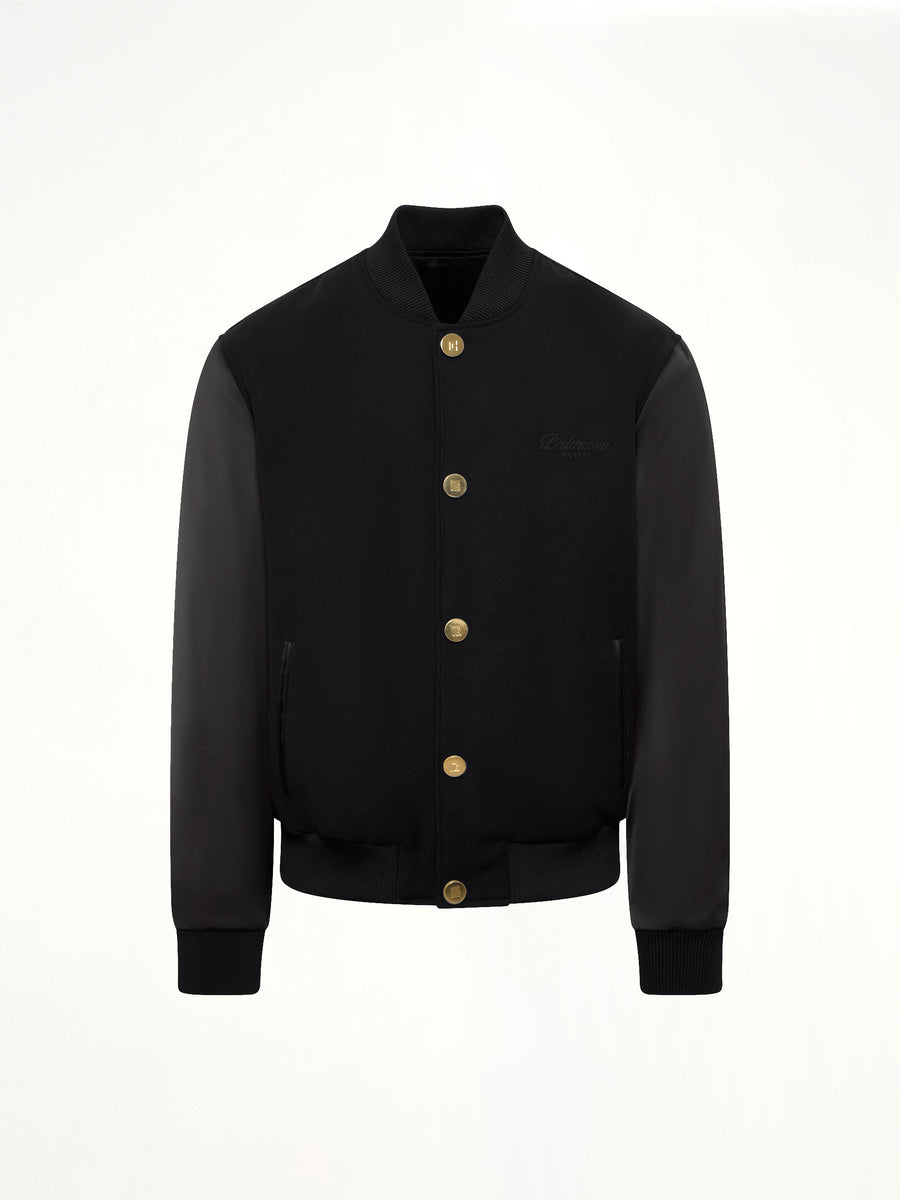 GDP Satin Varsity Jacket in Black