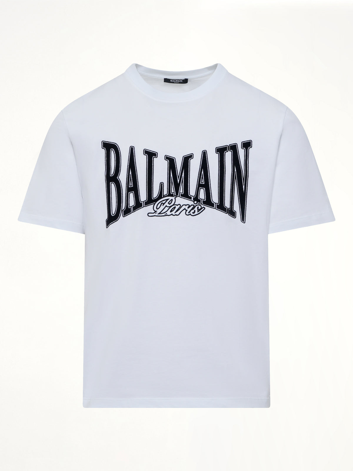 Balmain College Flock T-Shirt in White/Black