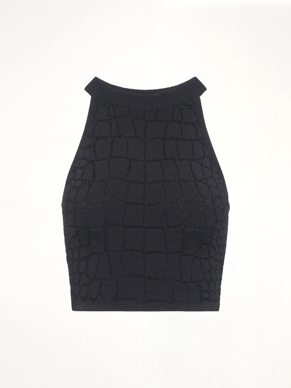 Halterneck Croco Top in Black