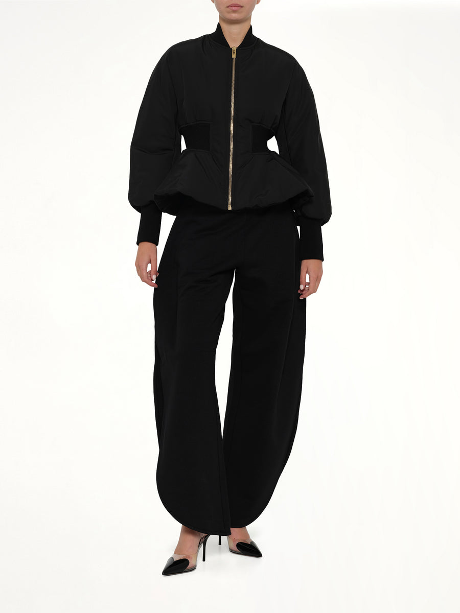 Peplum Bomber in Black