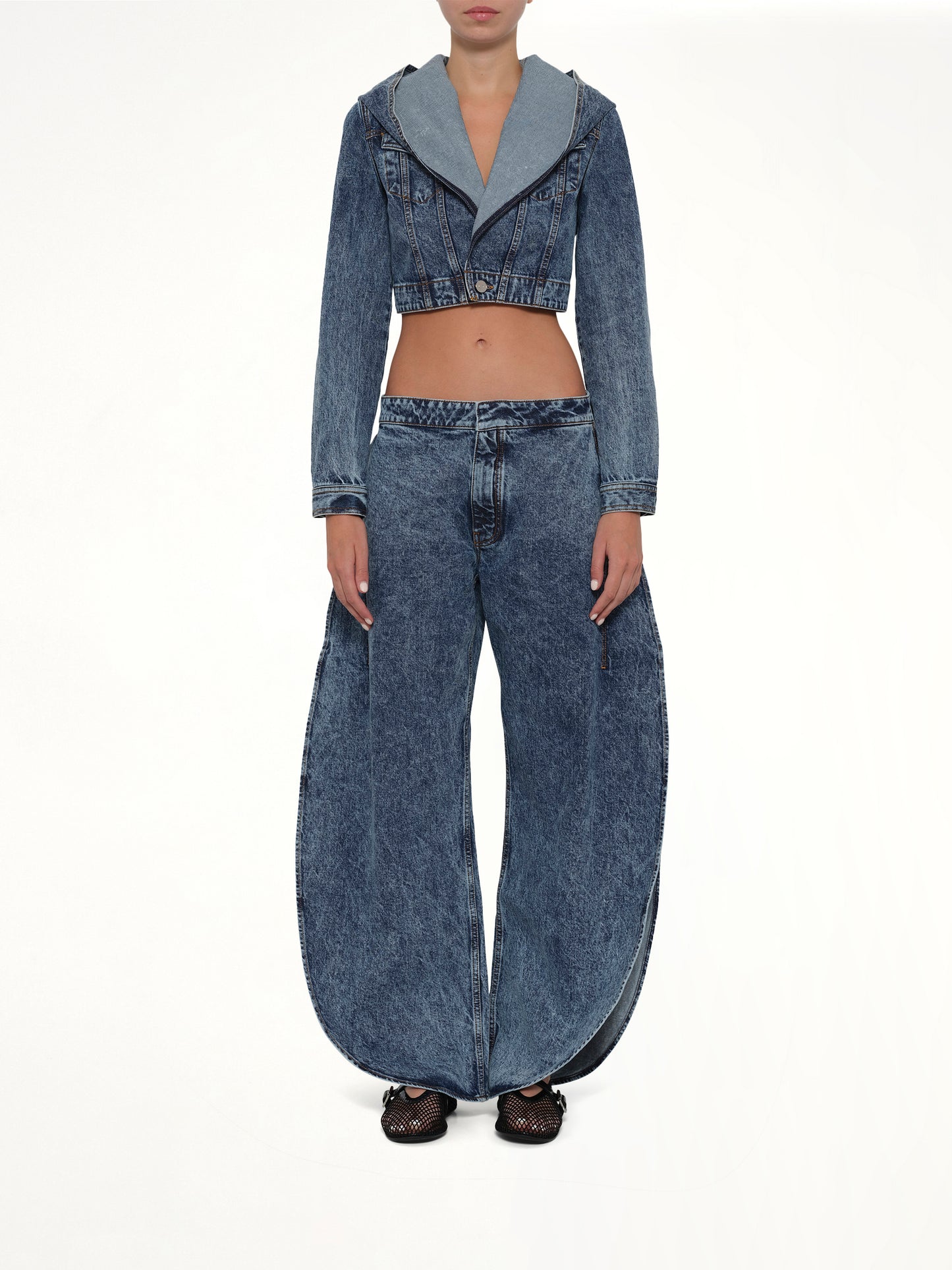 Hooded Jacket in Blue Denim