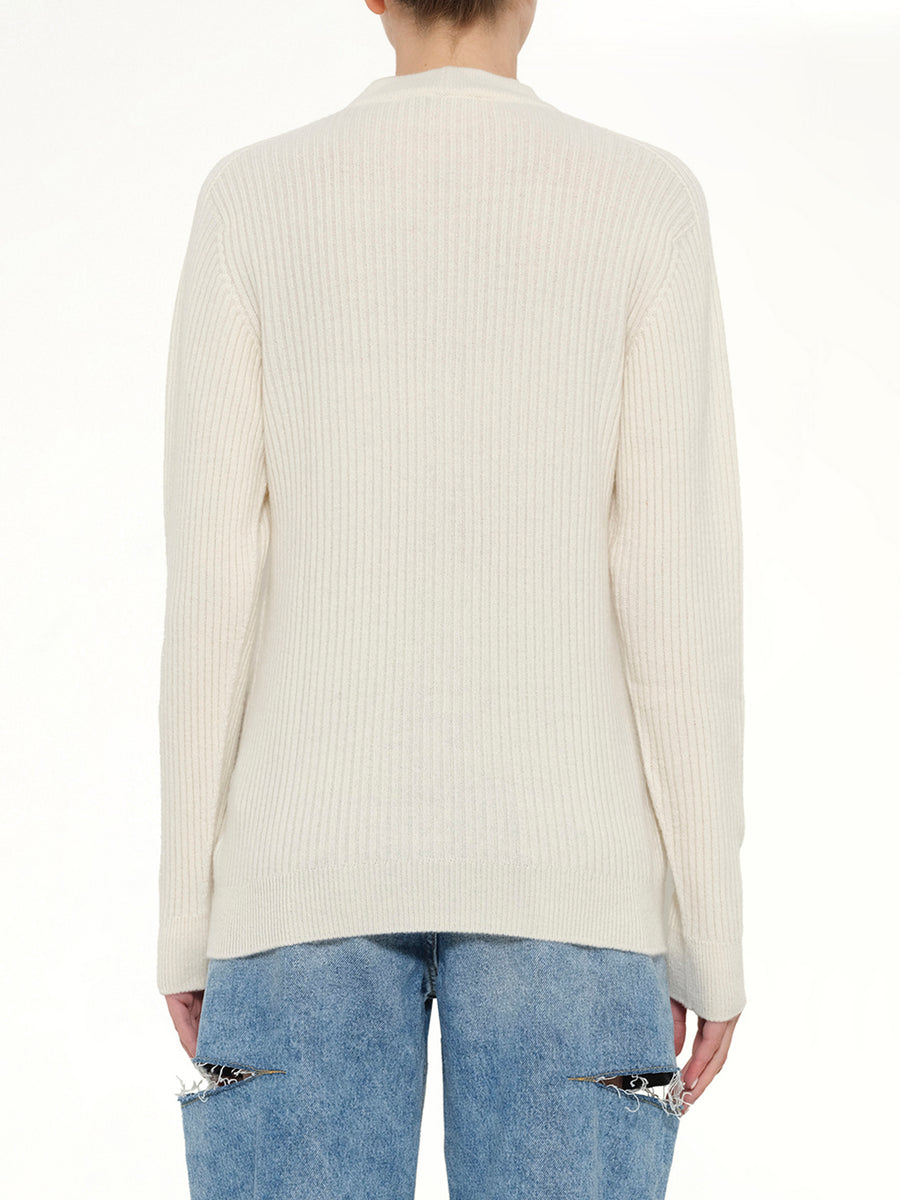 Buttoned Cashmere Cardigan in Natural