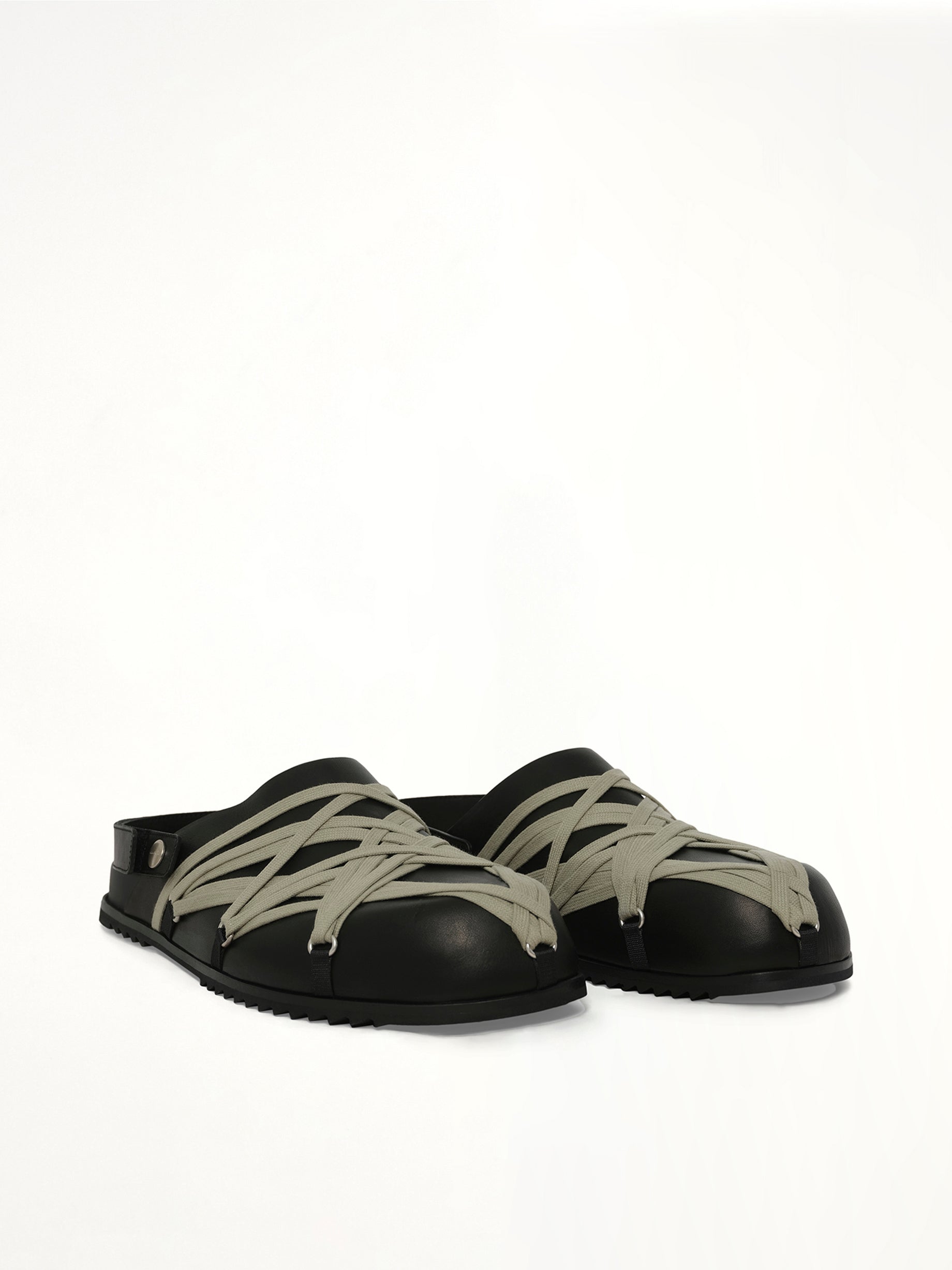 Megalace Mule Granola in Black Front View | RICK OWENS