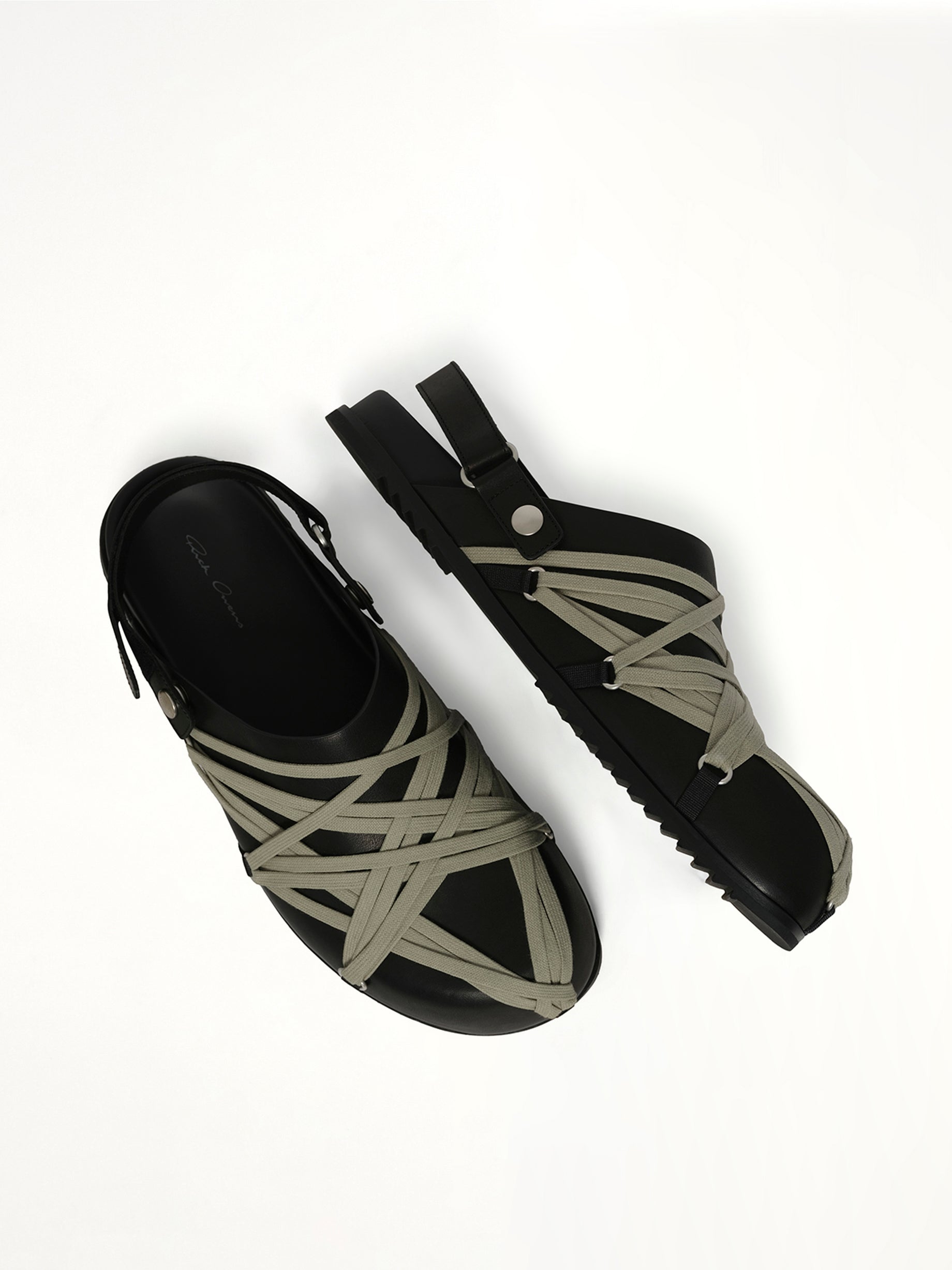 Megalace Mule Granola in Black Top View | RICK OWENS