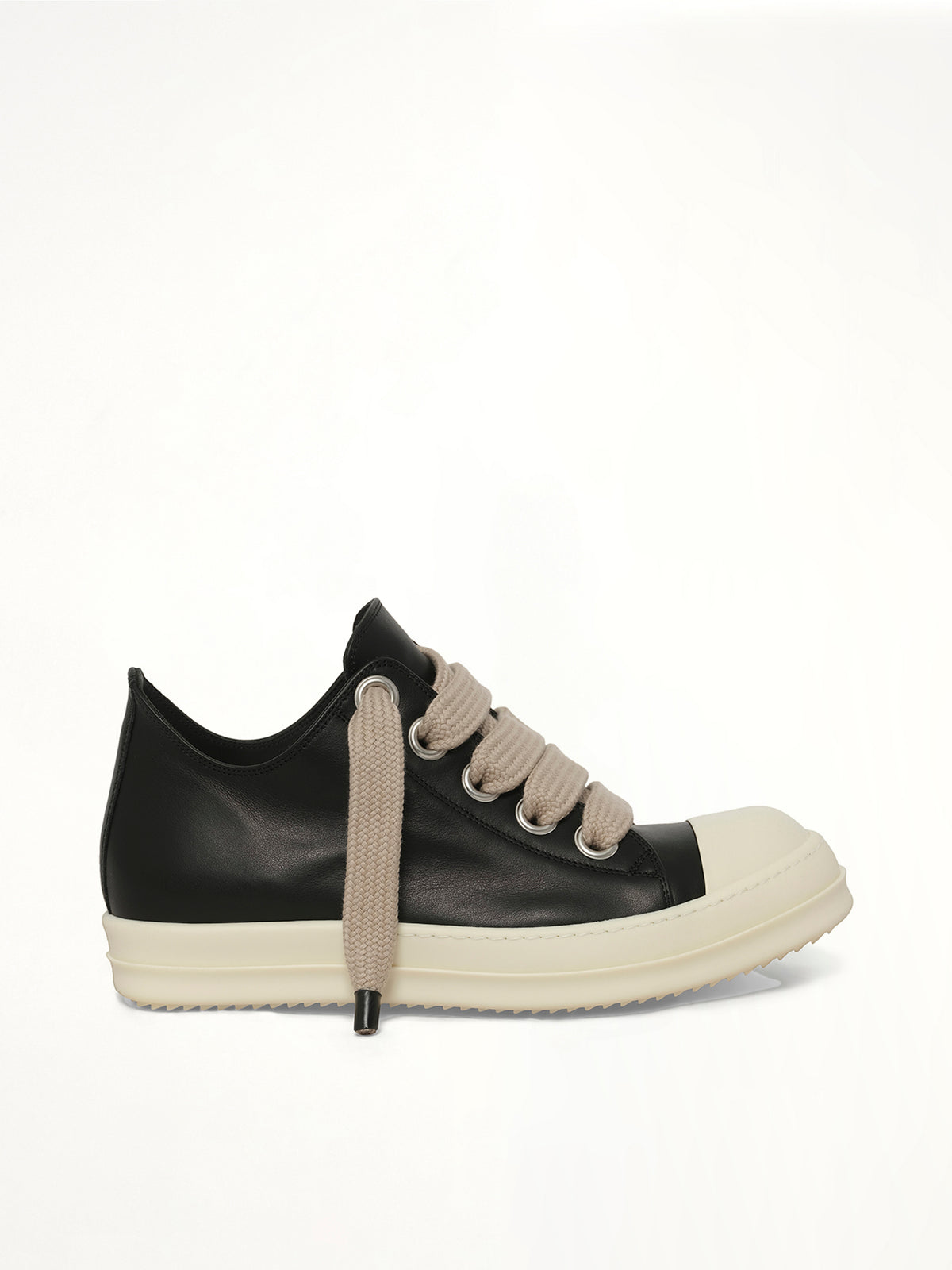 Jumbolace Low Sneaks in Black/Milk Side View | RICK OWENS
