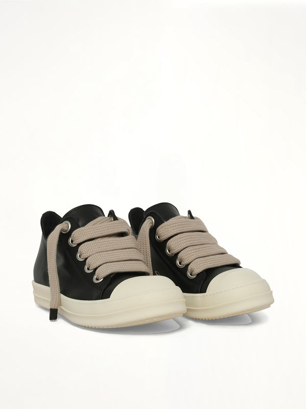 Jumbolace Low Sneaks in Black/Milk Front View | RICK OWENS