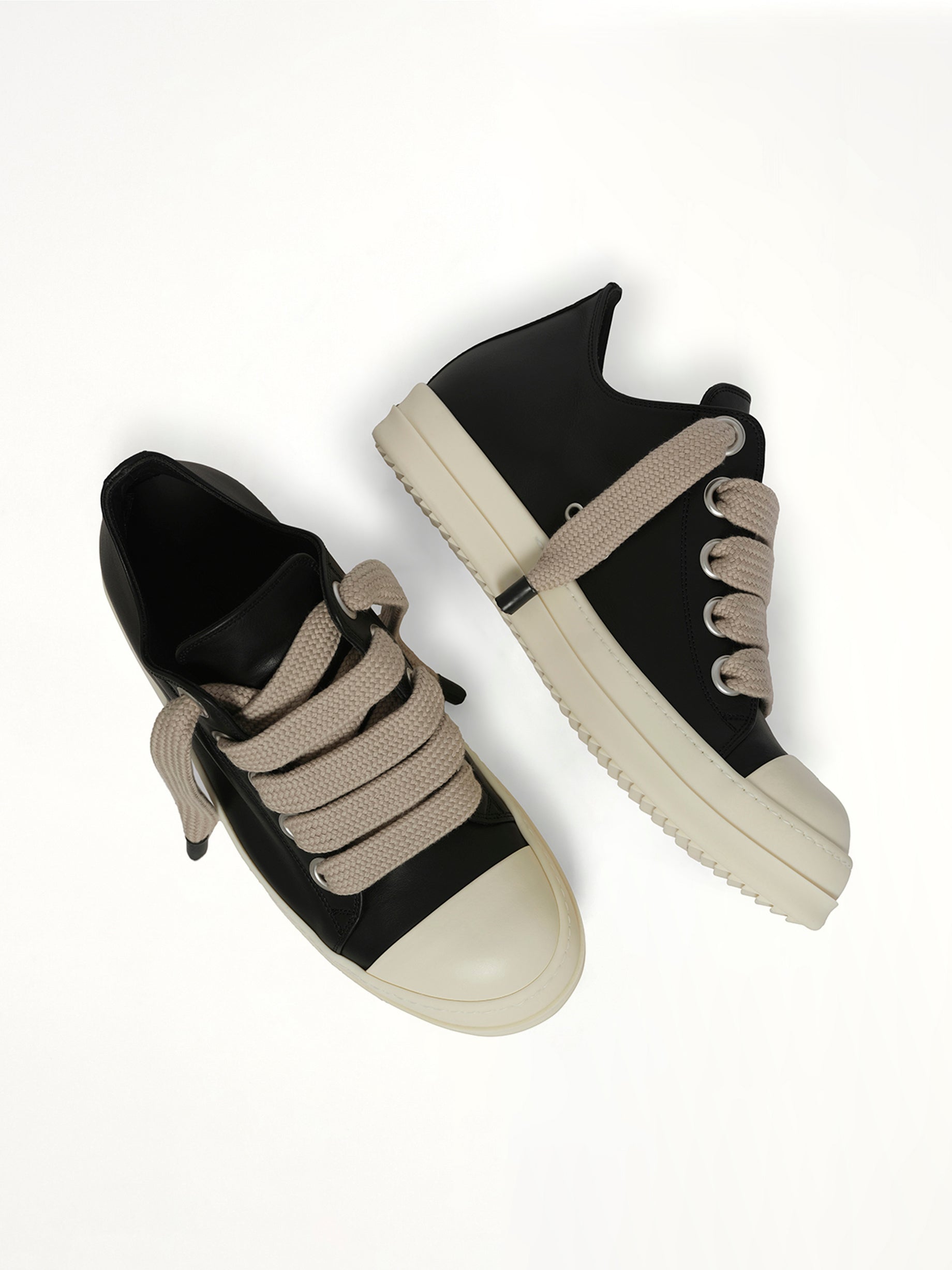 Jumbolace Low Sneaks in Black/Milk Top View | RICK OWENS