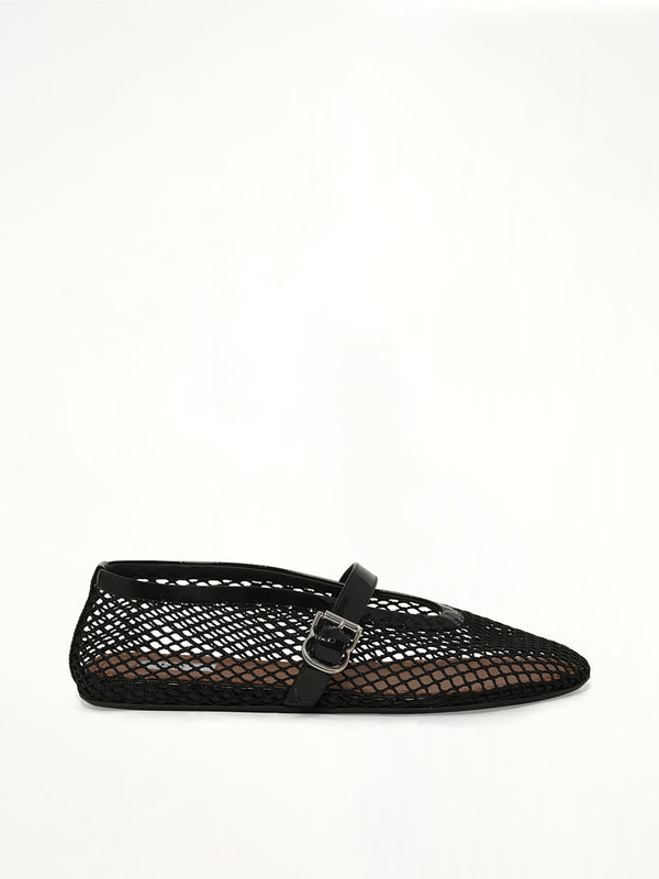 Ballet Fishnet Flats in Black Side View | ALAIA