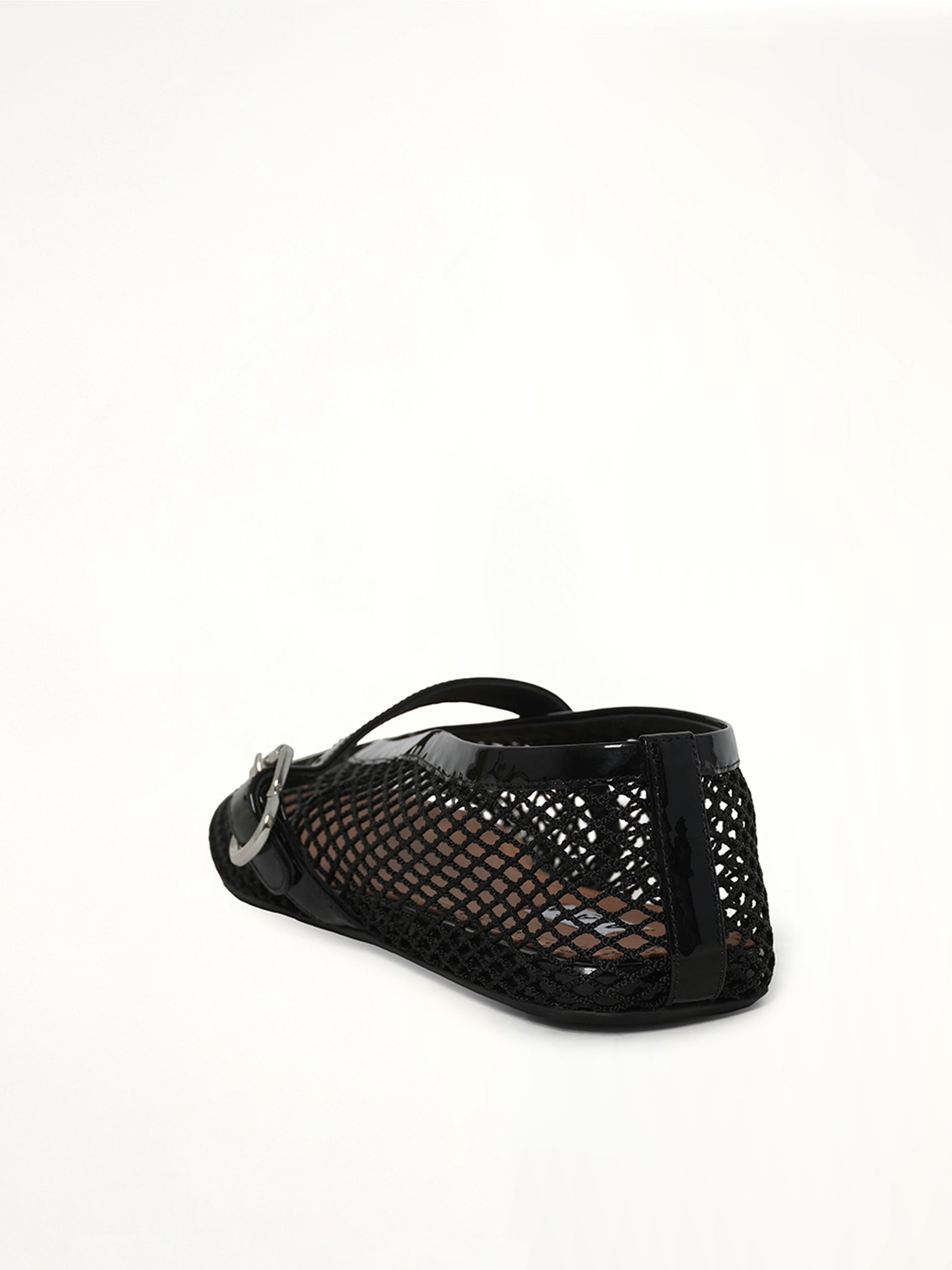 Ballet Fishnet Flats in Black Back View | ALAIA