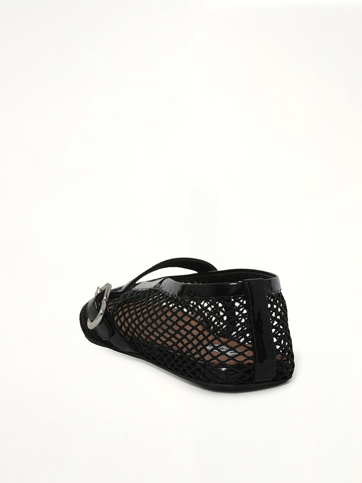 Ballet Fishnet Flats in Black Back View | ALAIA