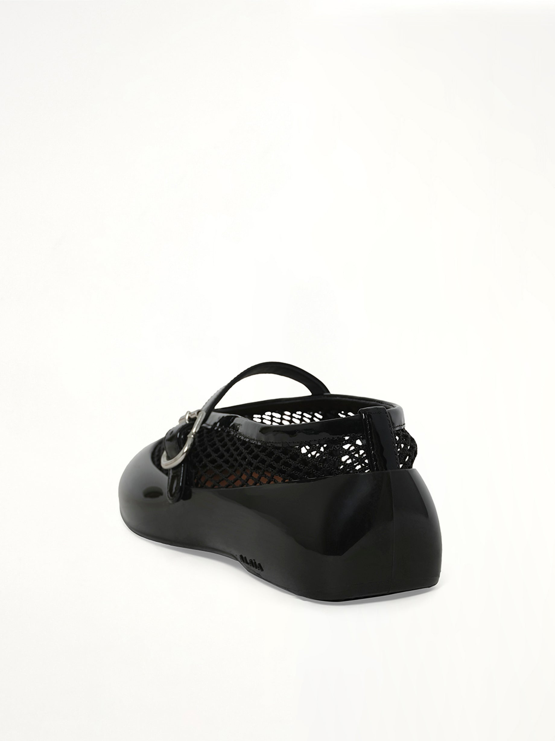Ballet Fishnet & Rubber Flats in Black Back View | ALAIA