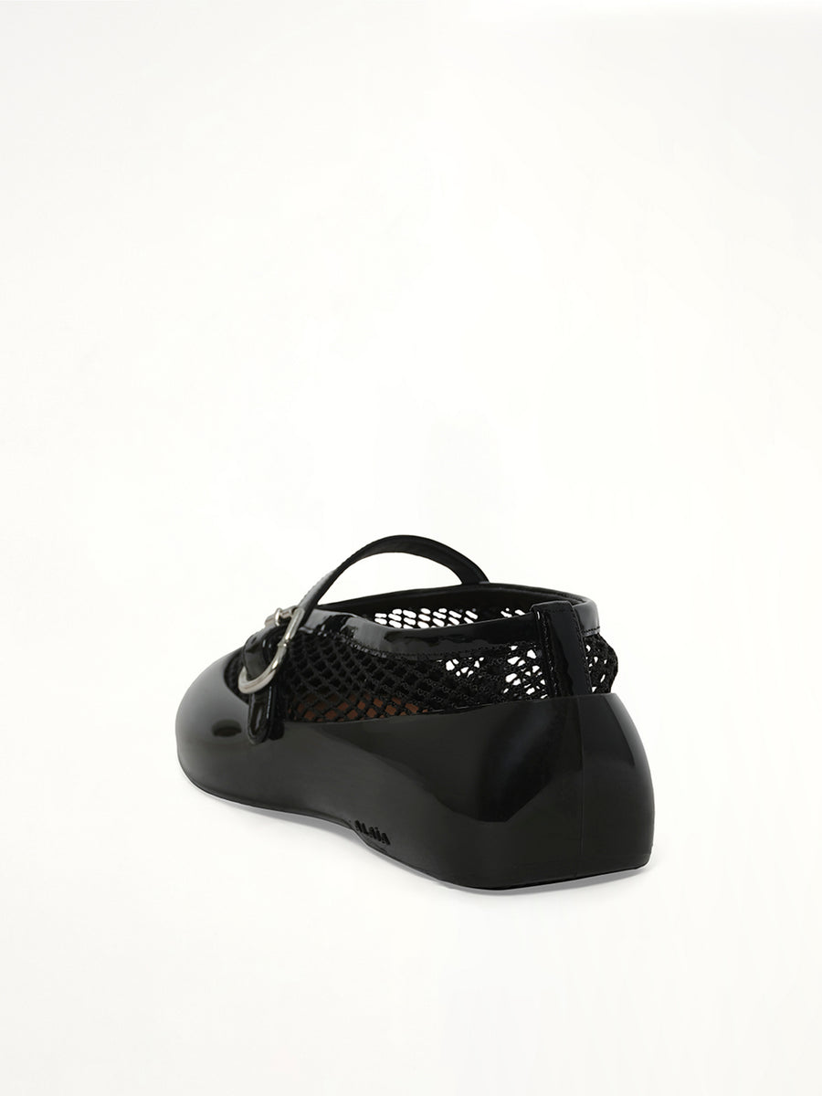 Ballet Fishnet & Rubber Flats in Black Back View | ALAIA