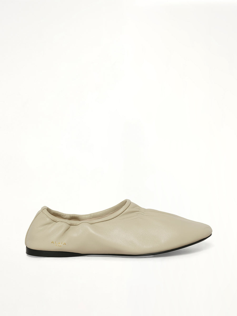 Supple Slippers in White Side View | ALAIA