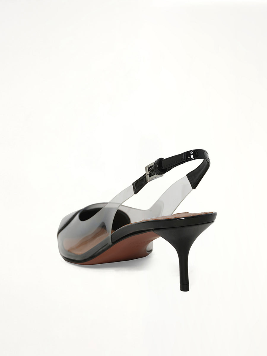 Le Coeur Slingbacks H55 in Black Back View | ALAIA