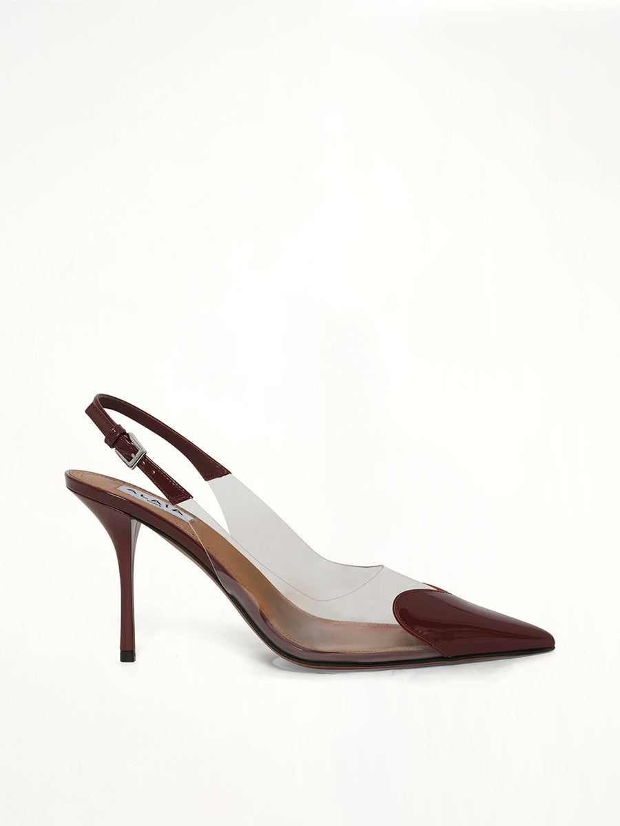 Le Coeur Slingbacks H90 in Rouge Grenat Side View | ALAIA