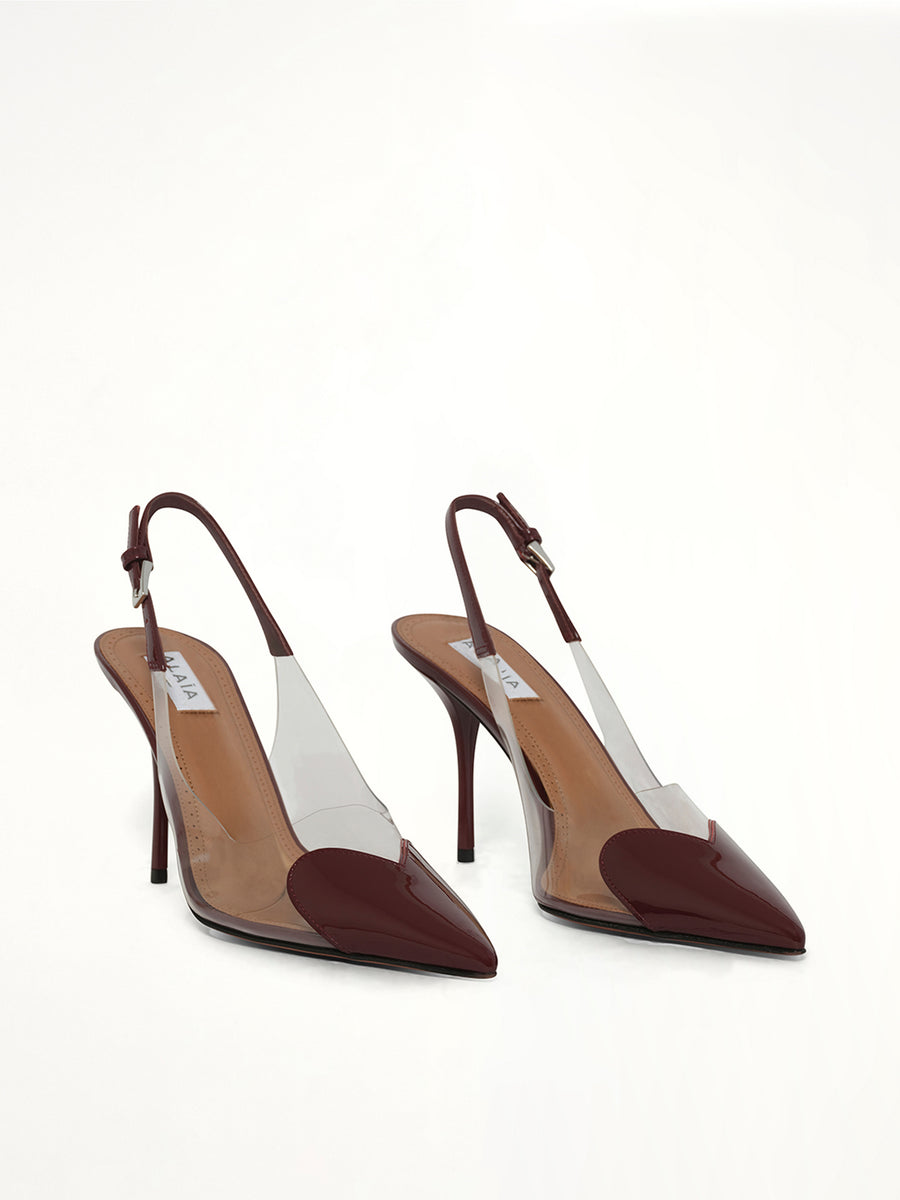 Le Coeur Slingbacks H90 in Rouge Grenat Front View | ALAIA