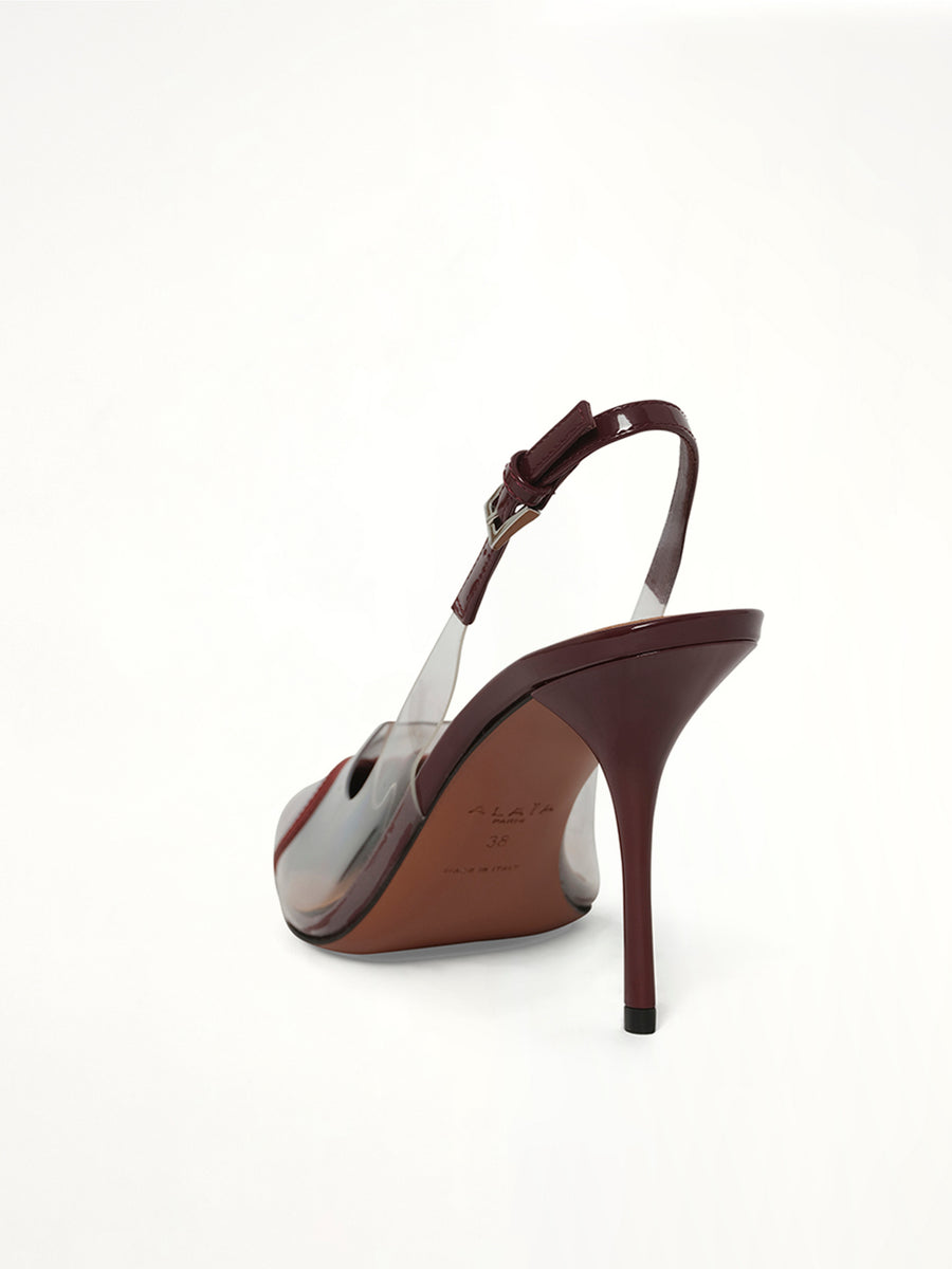 Le Coeur Slingbacks H90 in Rouge Grenat Back View | ALAIA
