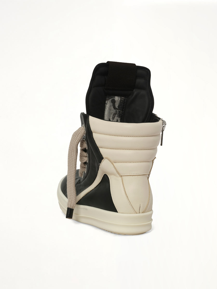 Jumbolace Geobasket in Black/Milk Back View | RICK OWENS