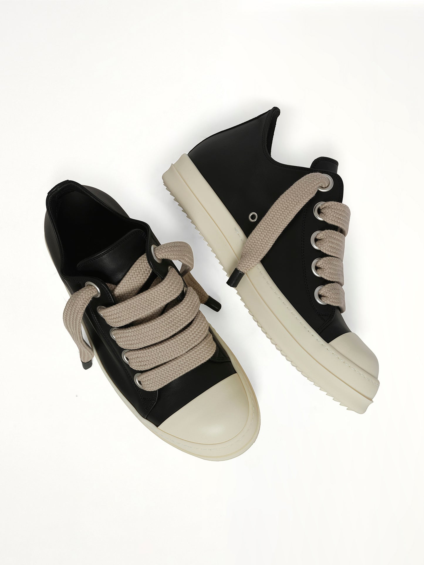 Jumbolace Low Sneaks in Black/Milk Top View | RICK OWENS