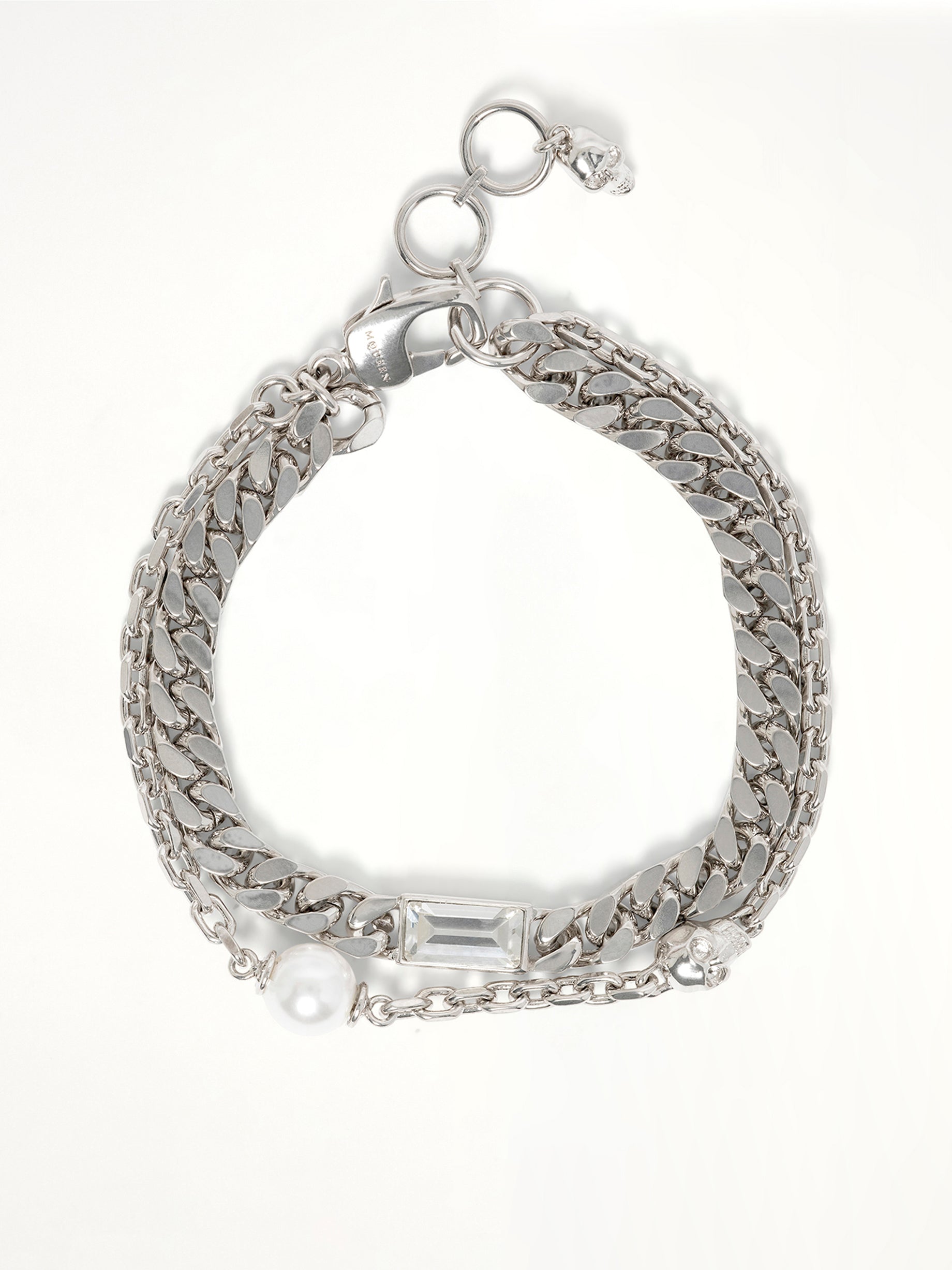 Skull & Pearl Bracelet in Silver