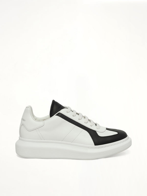 Larry Oversized Sneaker in White/Black/Latte Side View | ALEXANDER MCQUEEN