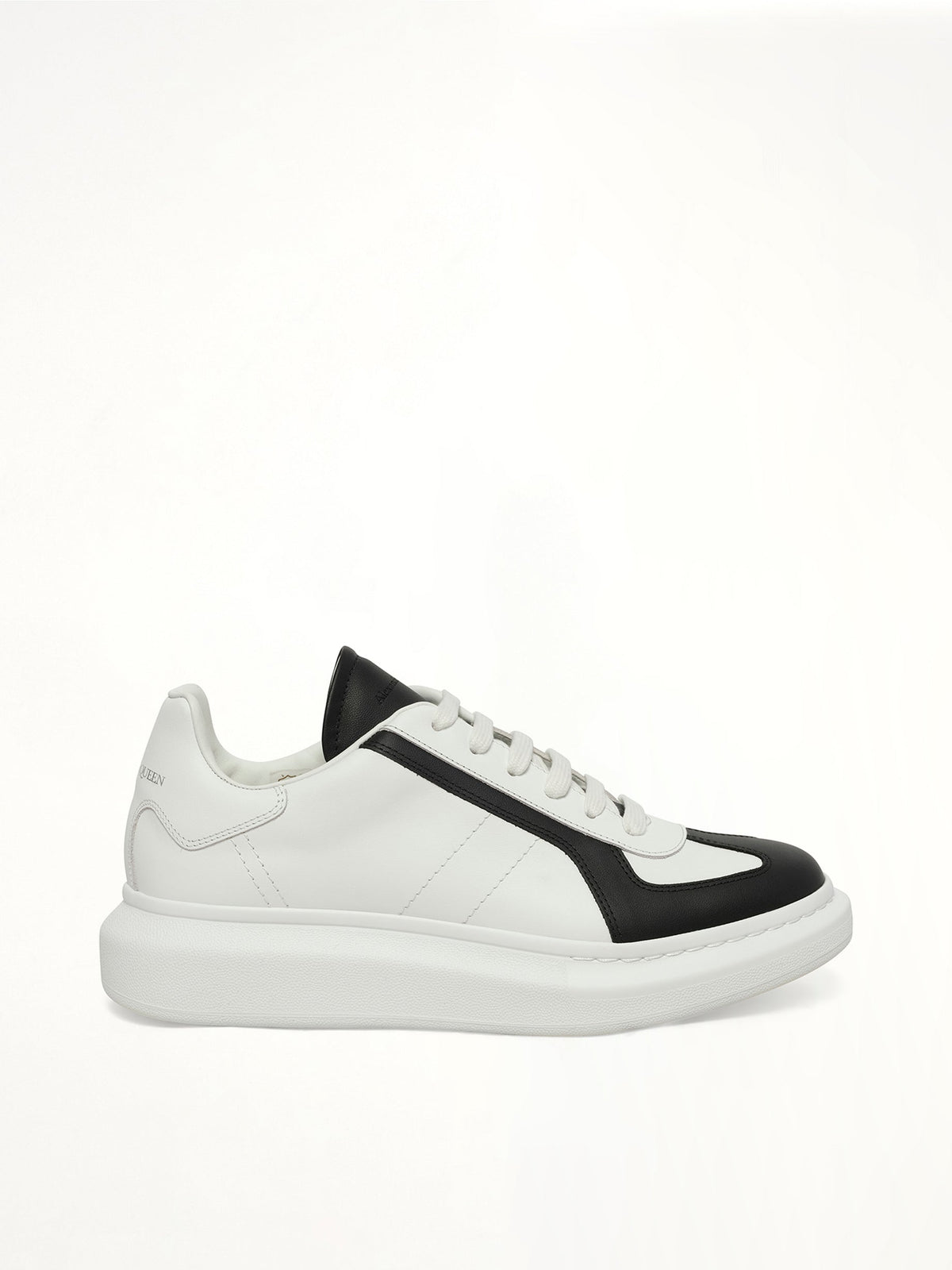 Larry Oversized Sneaker in White/Black/Latte Side View | ALEXANDER MCQUEEN