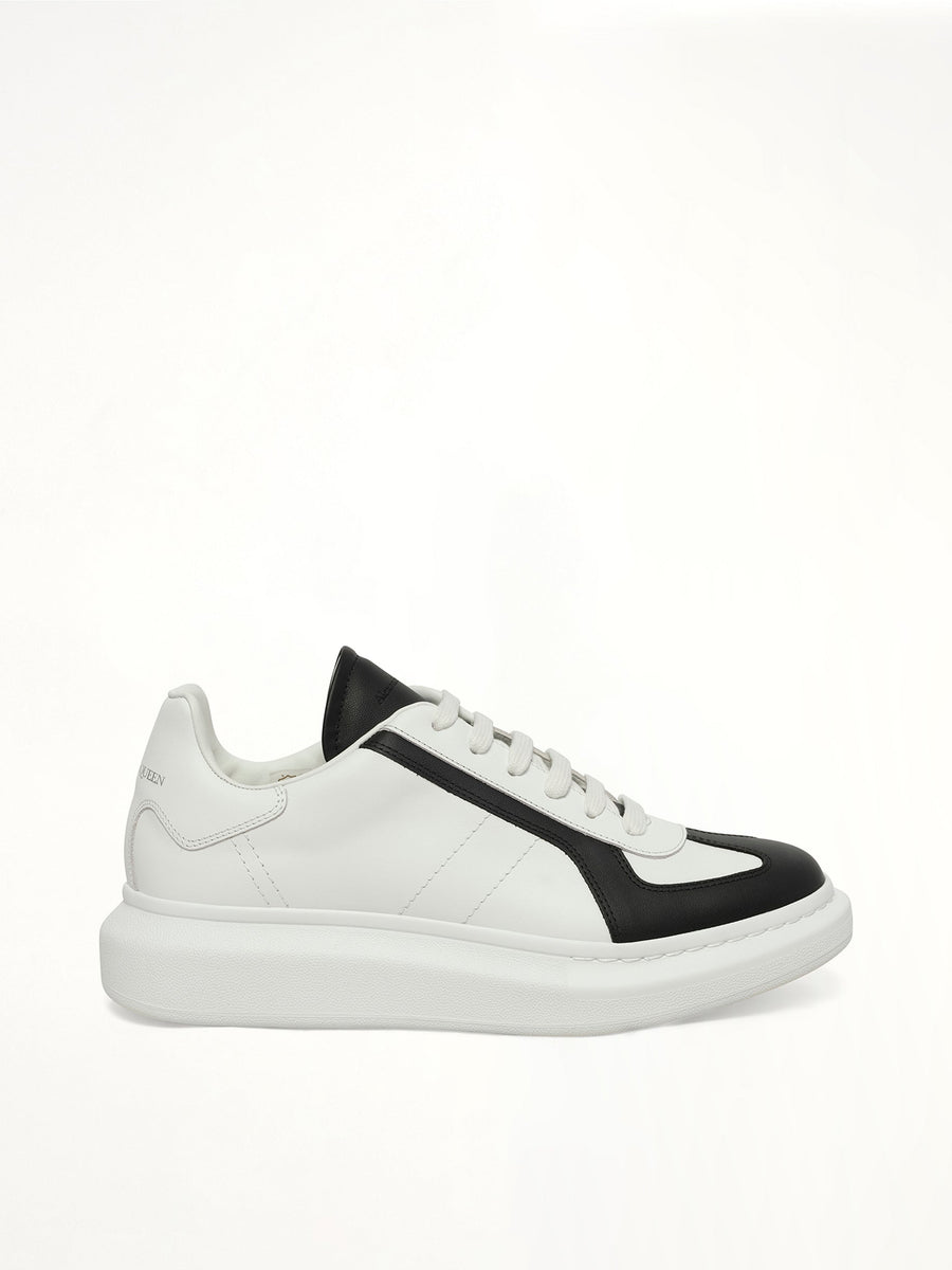 Larry Oversized Sneaker in White/Black/Latte Side View | ALEXANDER MCQUEEN