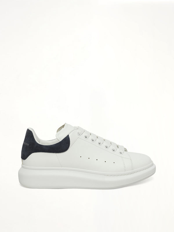 Larry Oversized Sneaker in White/Blue Grey Side View | ALEXANDER MCQUEEN