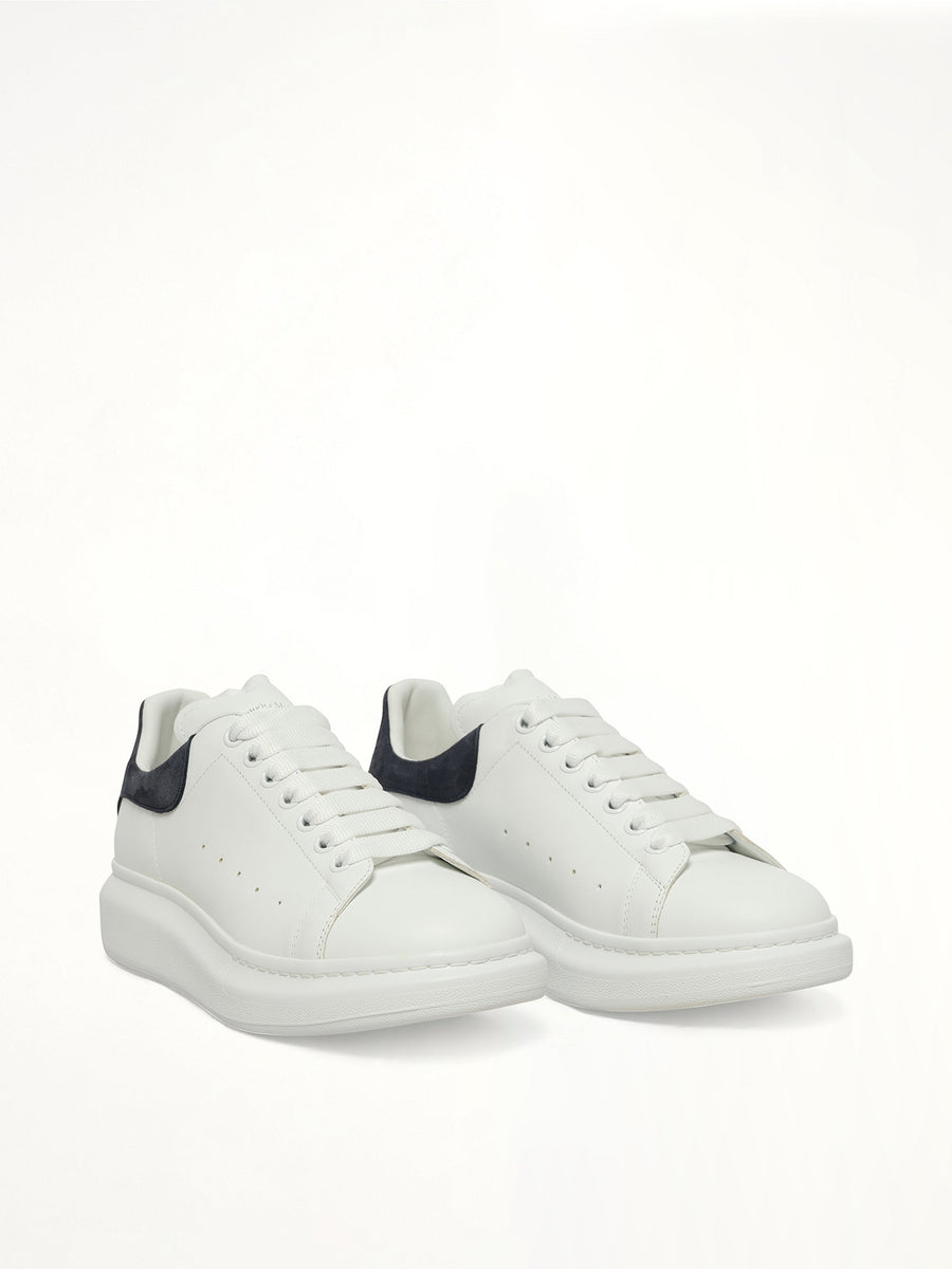 Larry Oversized Sneaker in White/Blue Grey Front View | ALEXANDER MCQUEEN