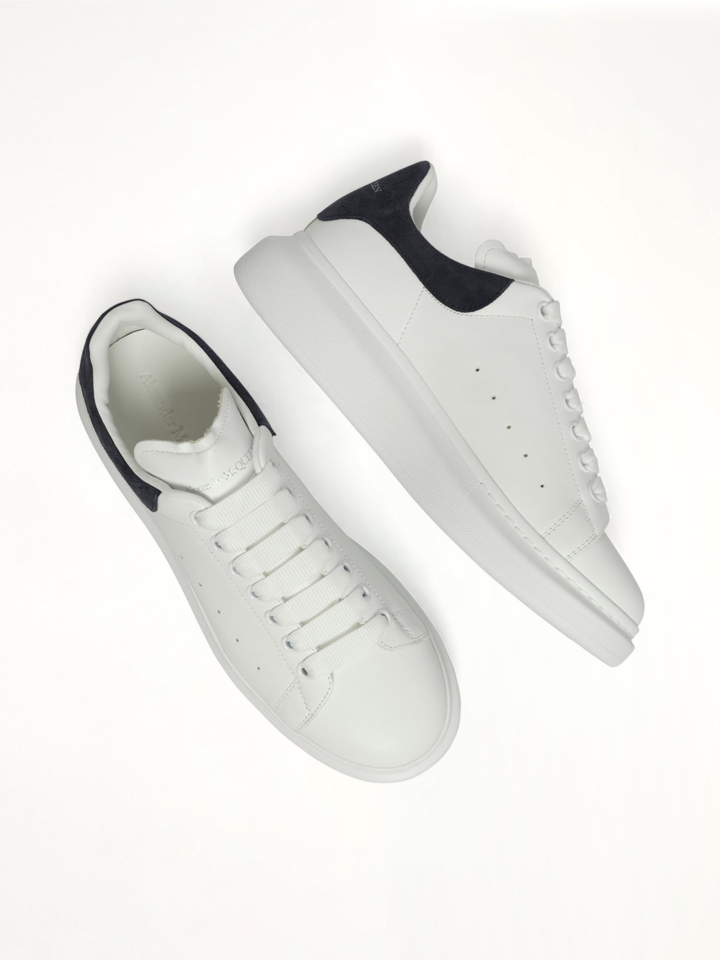 Larry Oversized Sneaker in White/Blue Grey Top View | ALEXANDER MCQUEEN