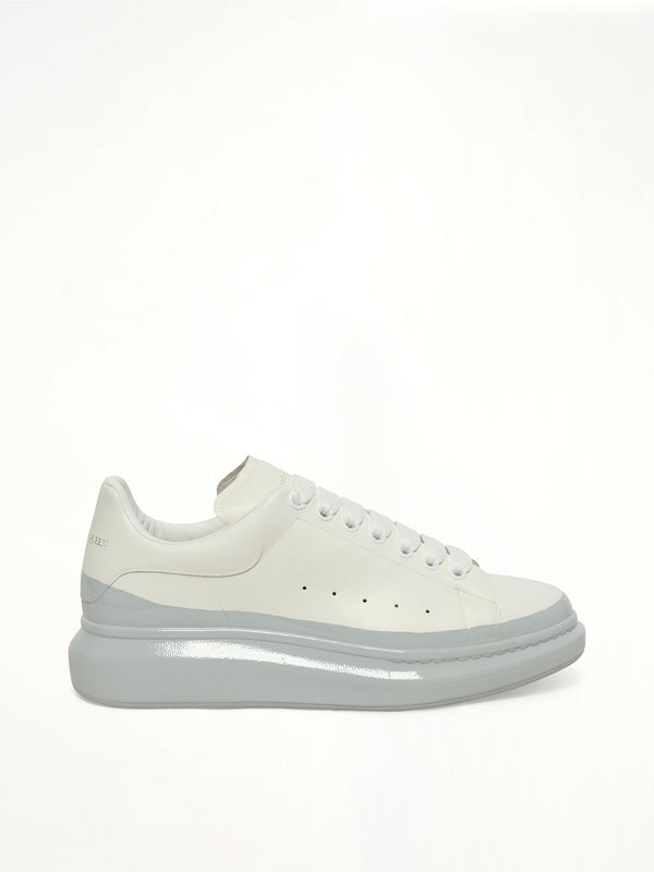 Larry Oversized Sneaker in White/Ice Blue Side View | ALEXANDER MCQUEEN