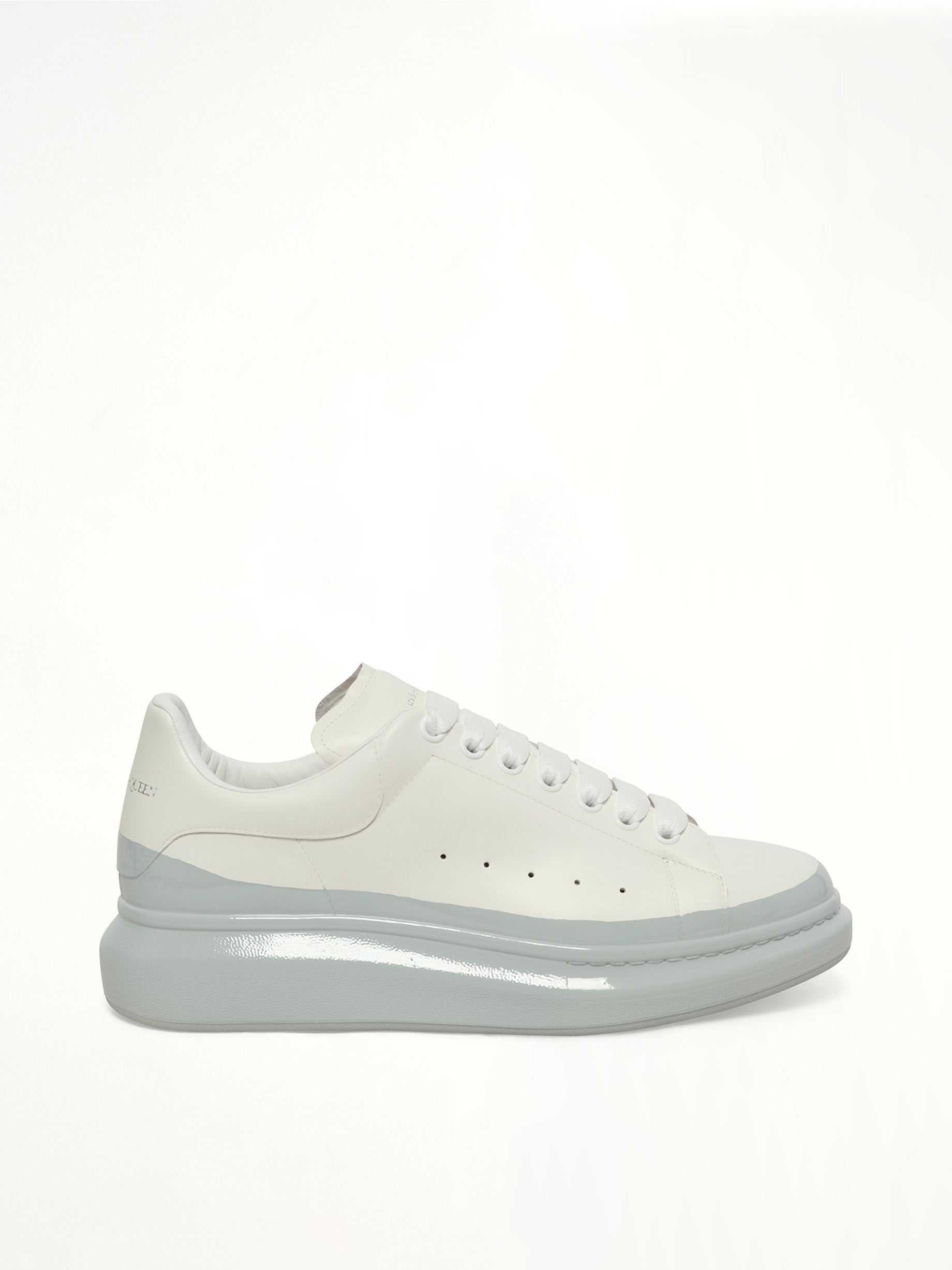 Larry Oversized Sneaker in White/Ice Blue Side View | ALEXANDER MCQUEEN