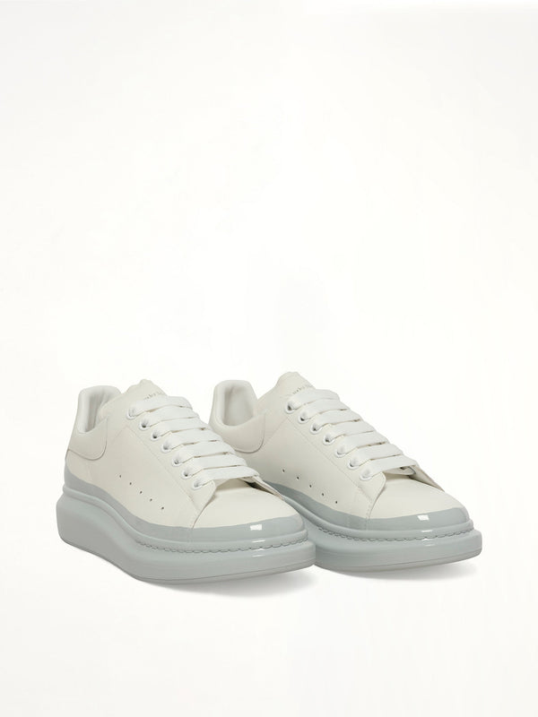 Larry Oversized Sneaker in White/Ice Blue Front View | ALEXANDER MCQUEEN