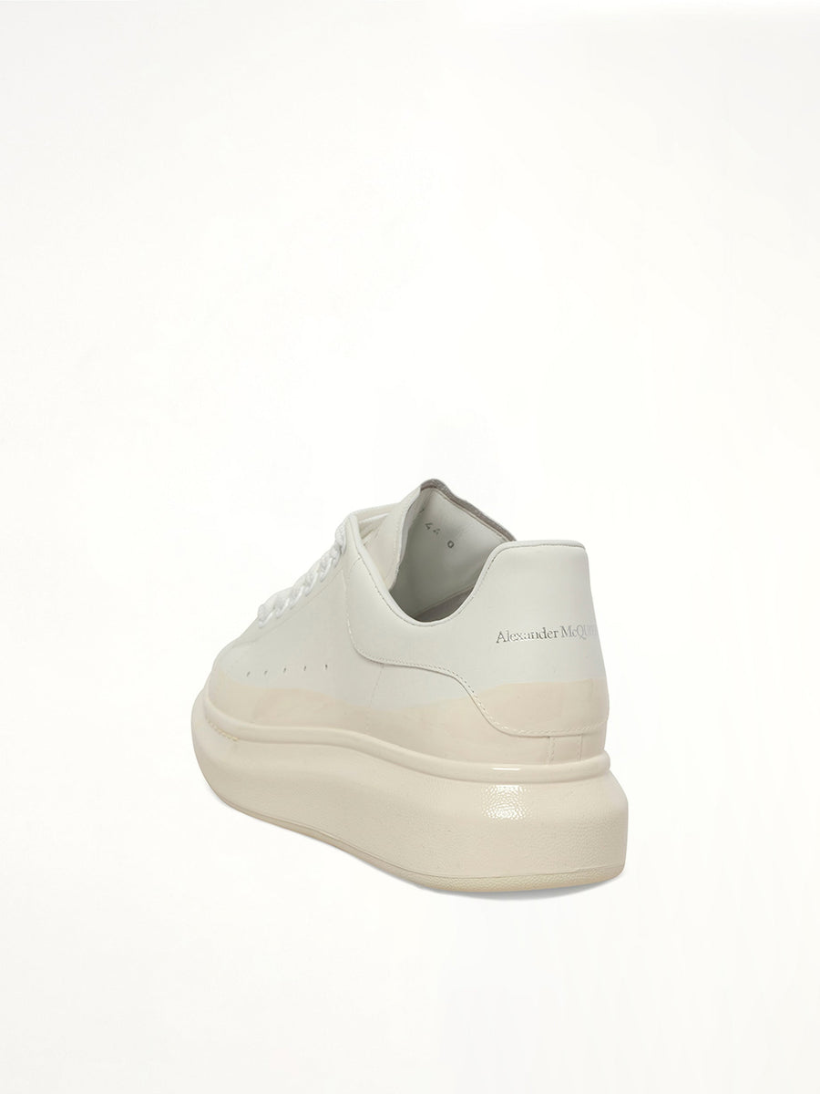 Larry Oversized Sneaker in White/Latte Back View | ALEXANDER MCQUEEN