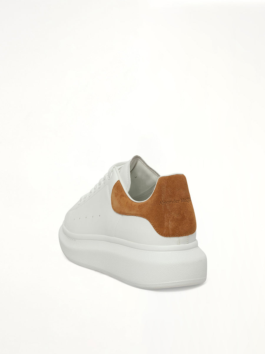 Larry Oversized Sneaker in White/Tan Back View | ALEXANDER MCQUEEN