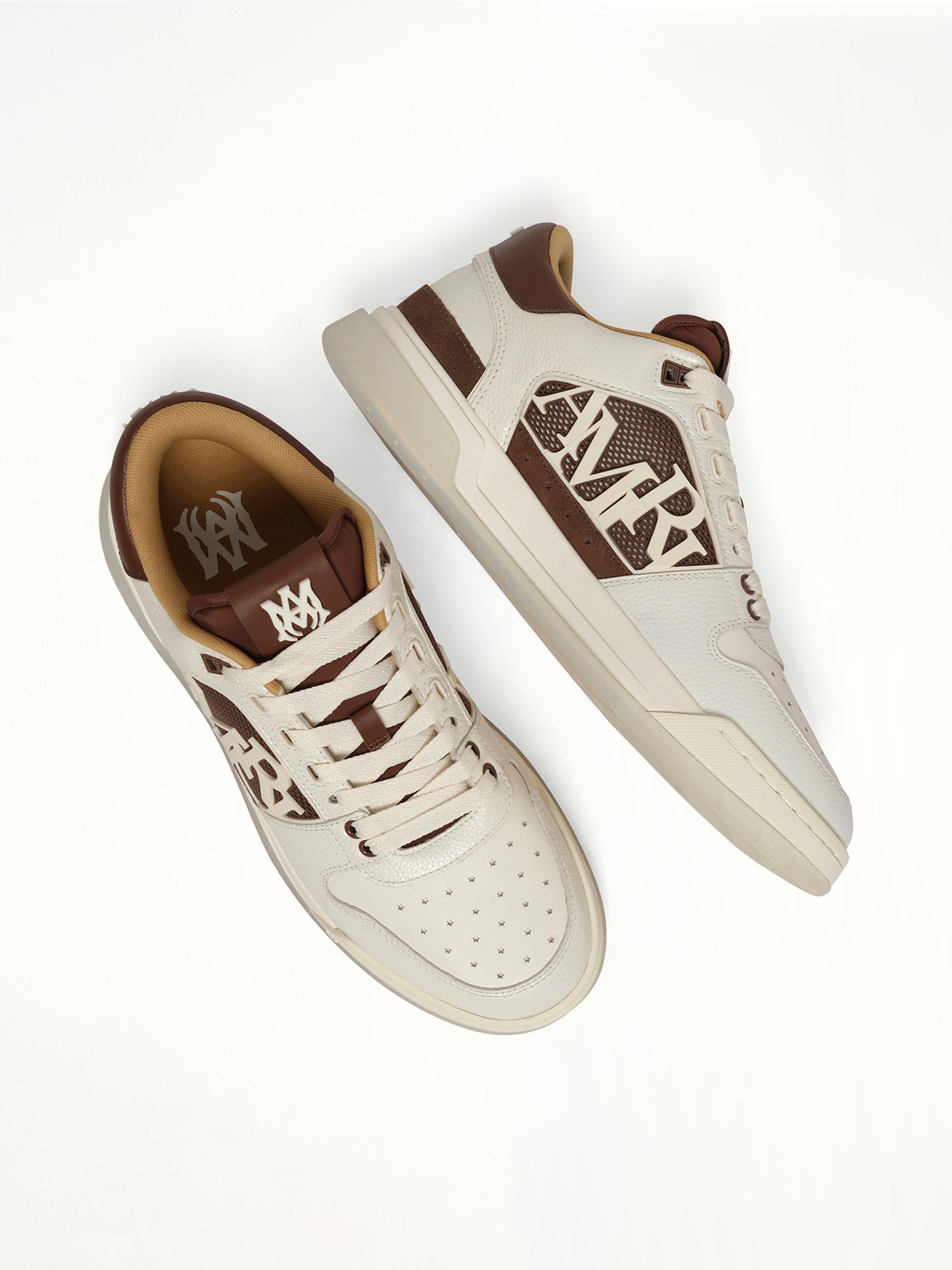 Pebbled Classic Low Sneaker in Tobacco Top View | AMIRI