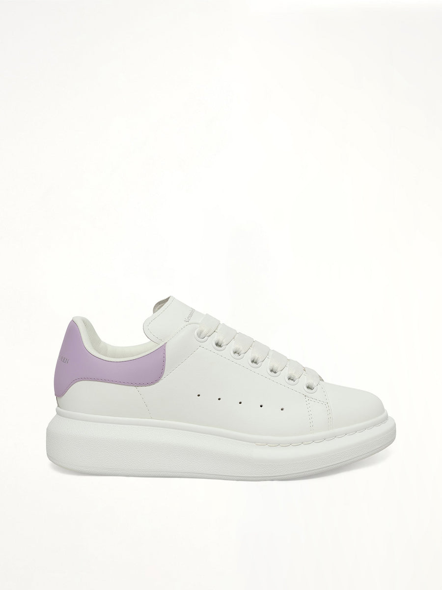 Larry Oversized Sneaker in White/Lilac Side View | ALEXANDER MCQUEEN