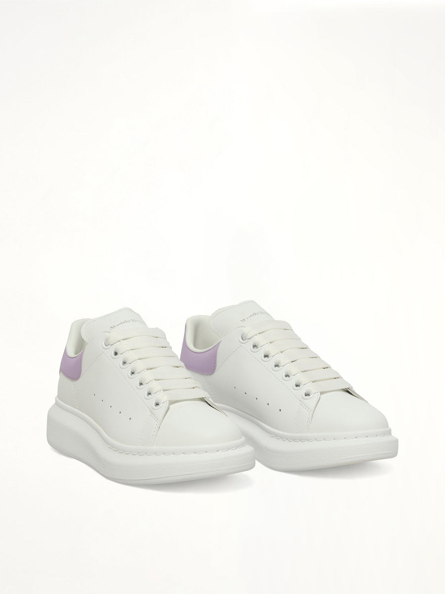 Larry Oversized Sneaker in White/Lilac Front View | ALEXANDER MCQUEEN