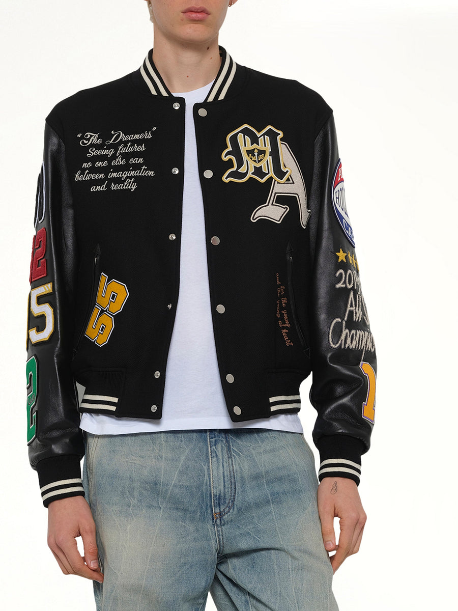 Varsity Patch Jacket in Black