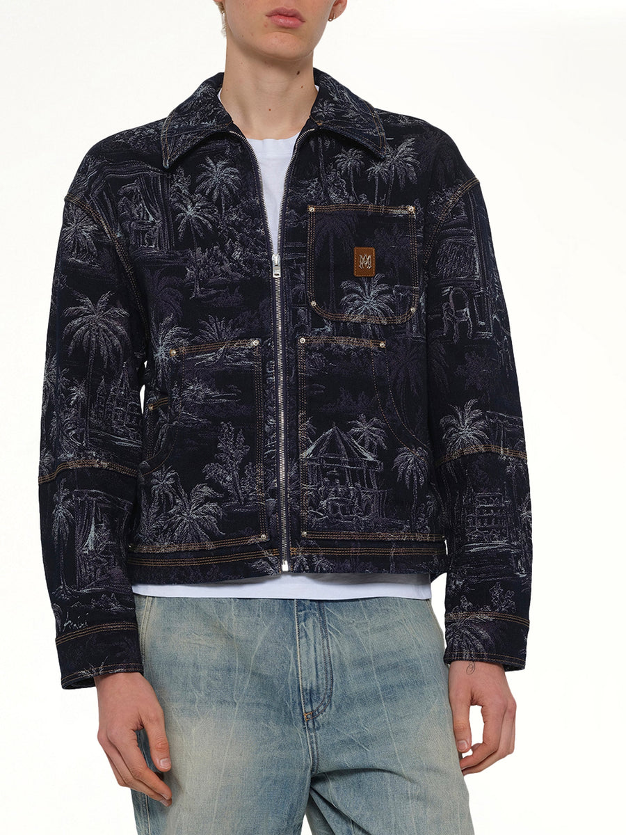 Chateau Palms Jacquard Jacket in Indigo
