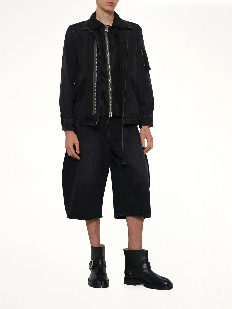 Denim x Nylon Twill Blouson in Black