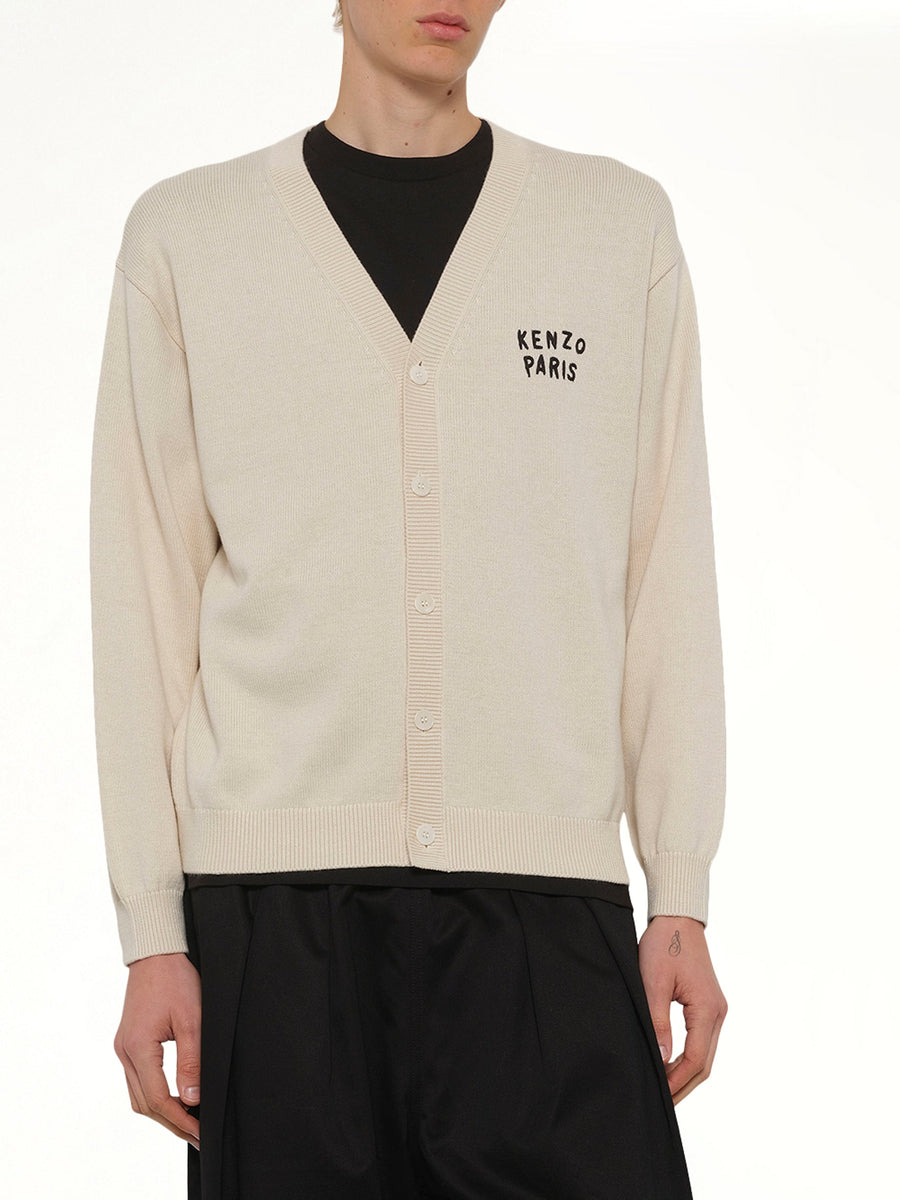 Kenzo Boke Heart Cardigan in Ecru