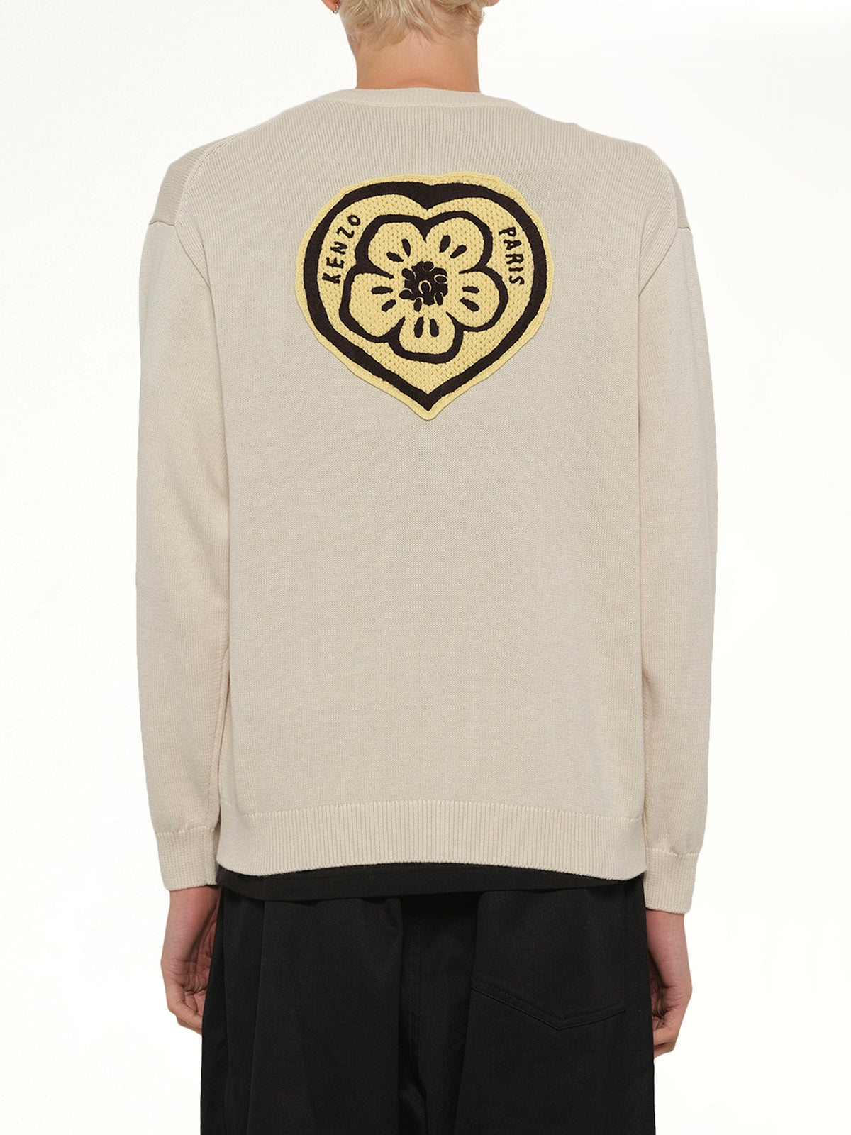Kenzo Boke Heart Cardigan in Ecru