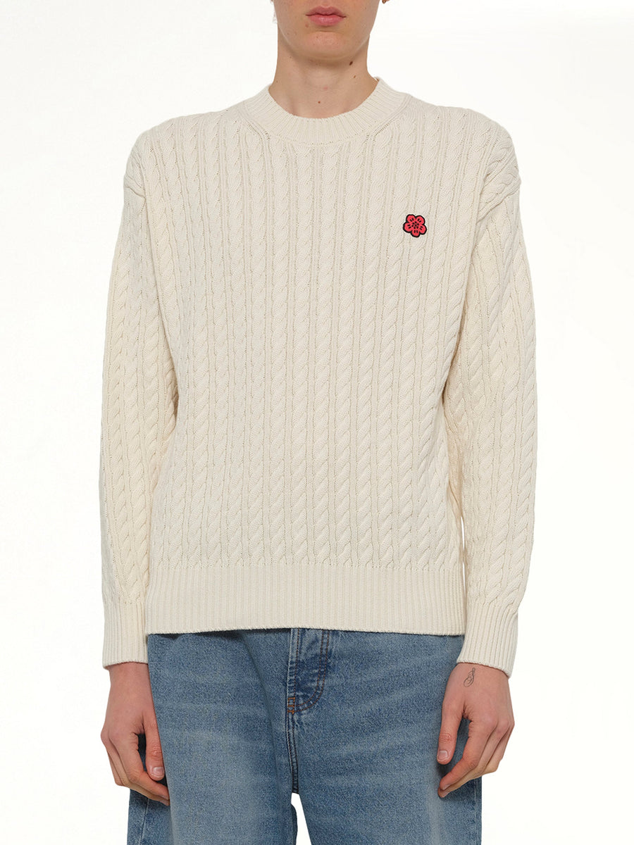 Boke Flower Cable Knit Jumper in Ecru