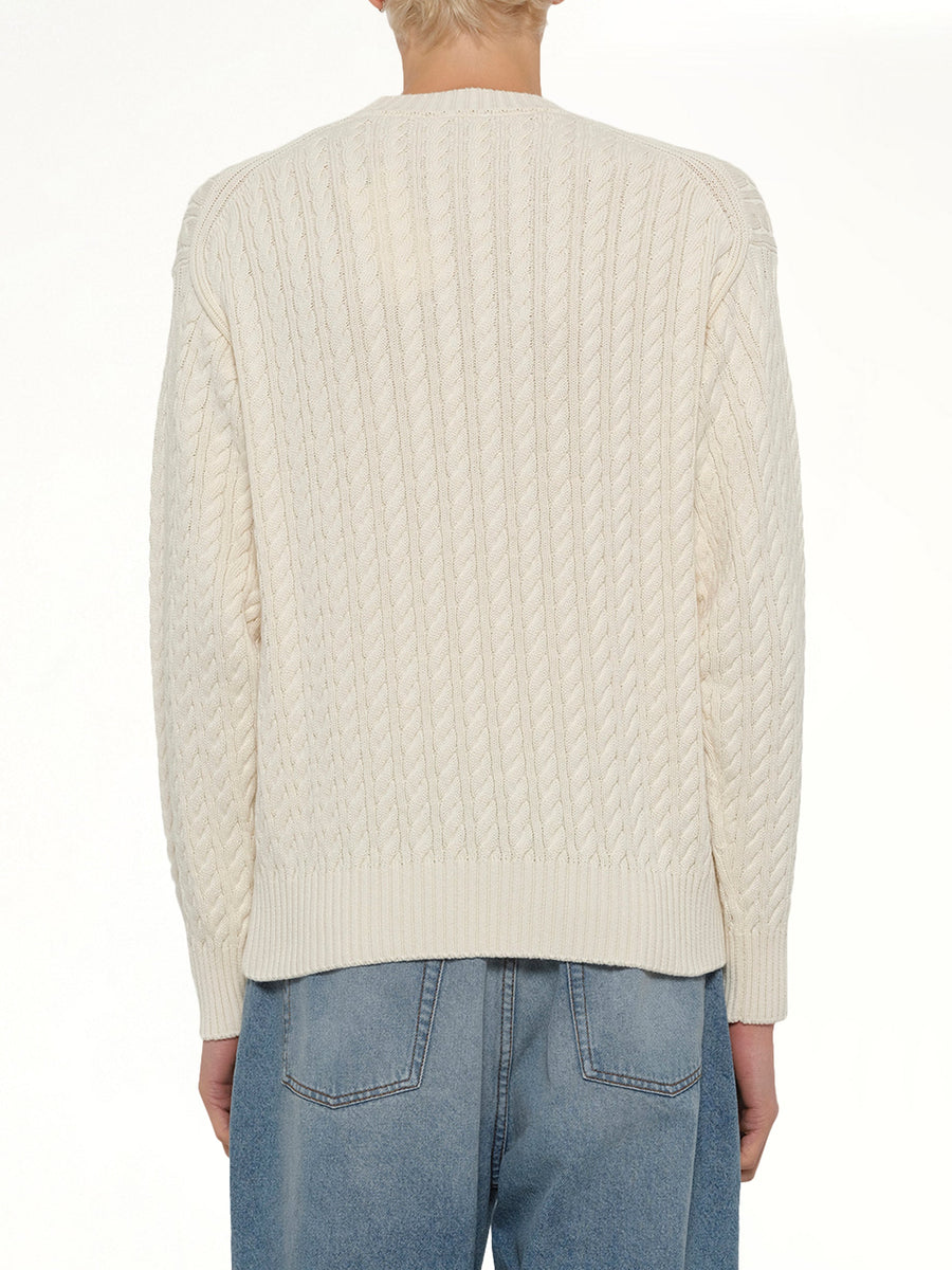 Boke Flower Cable Knit Jumper in Ecru