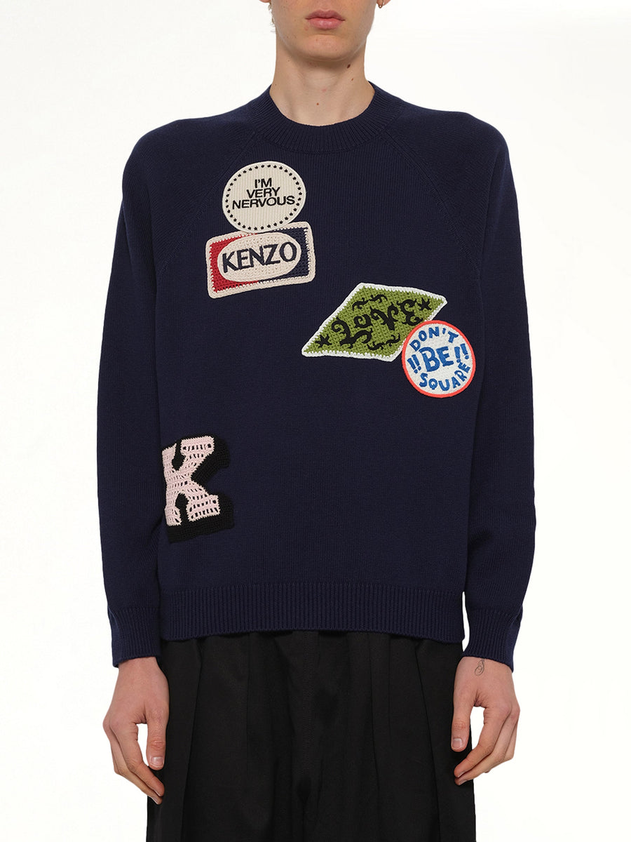 Kenzo Badges Jumper in Navy Blue