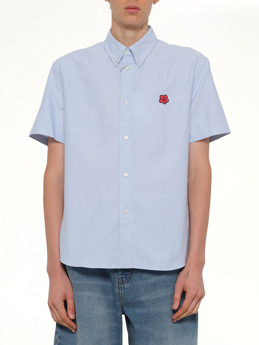 Boke Flower Crest Short Sleeve Shirt in Light Blue