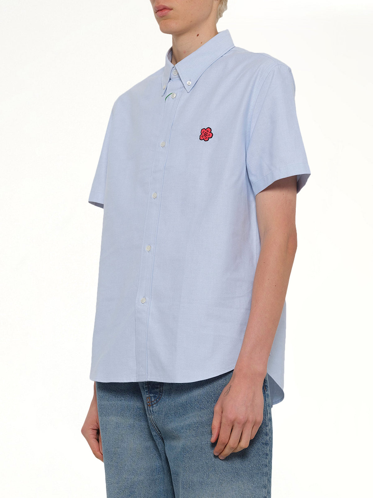 Boke Flower Crest Short Sleeve Shirt in Light Blue